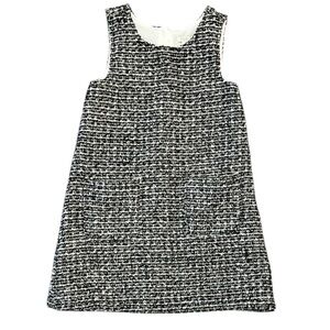 Girls Rachel Zoe Size 7 Black & Cream Tweed Shift Dress with Gold Accents